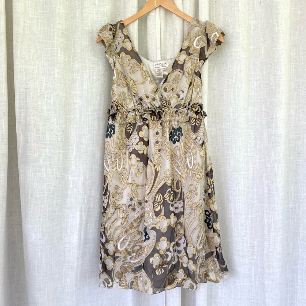 Y2K silk designer floral babydoll dress